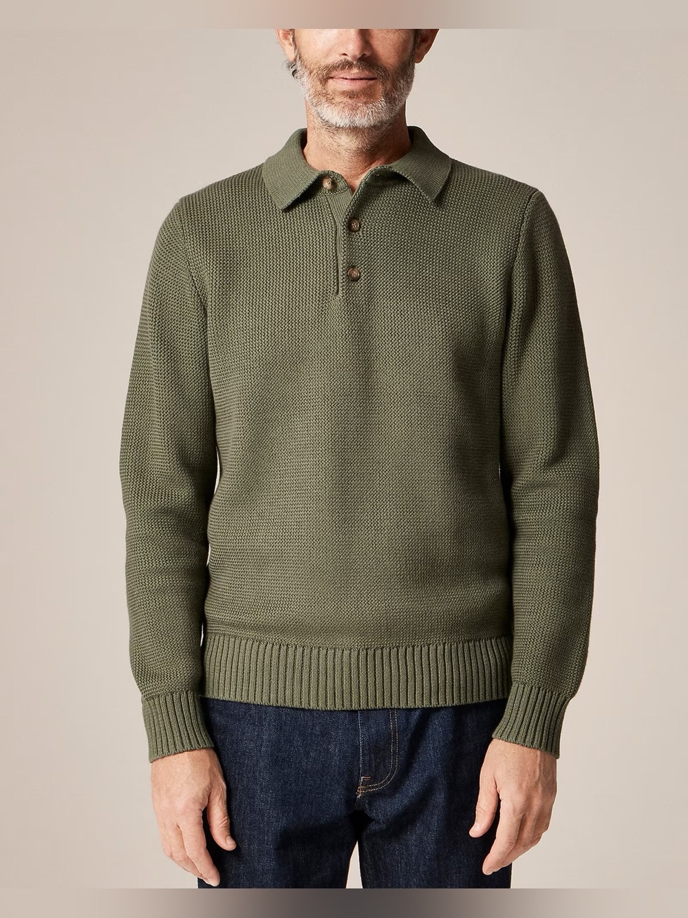 Cotton racking-stitch sweater-polo
